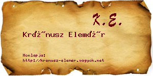 Krénusz Elemér névjegykártya